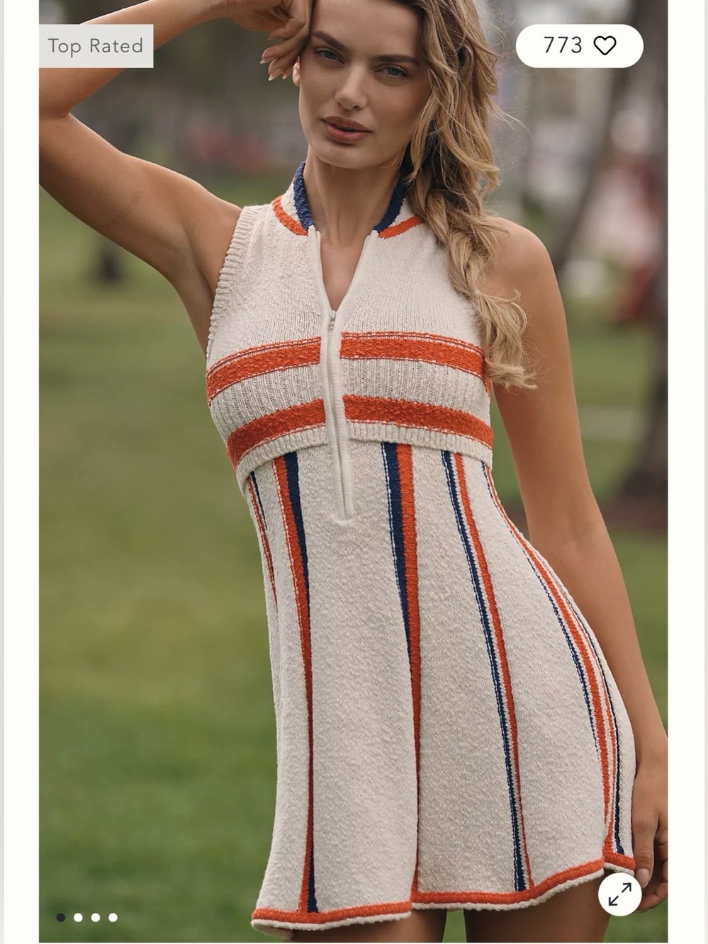 Anthropologie Daily Practice Swimmer Front-Zip Mini Dress Small Knit Sporty Chic